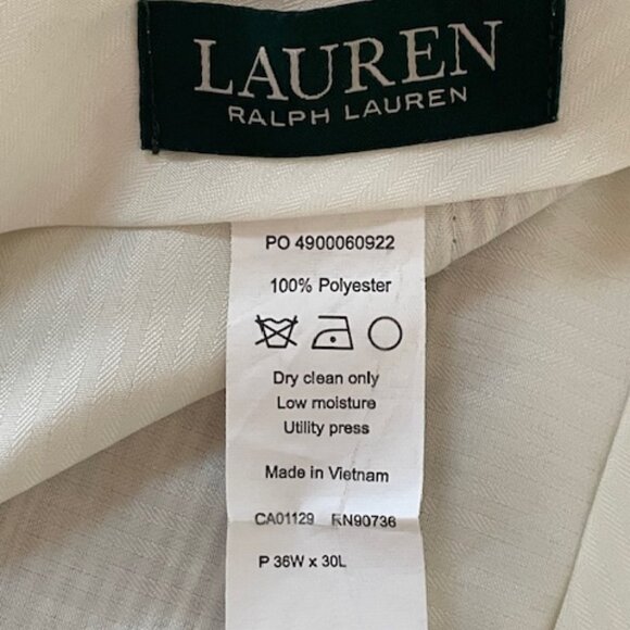 RALPH LAUREN Tan White Seersucker Flat Front Trousers 36x30 - Picture 4 of 16